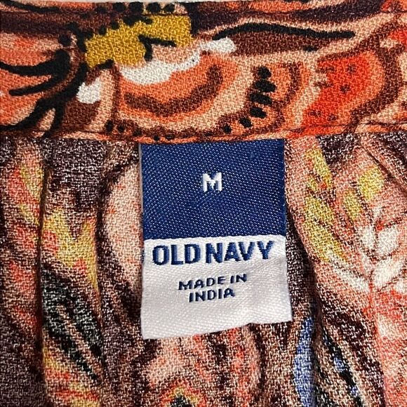 Old Navy Autumn Fall V Neck Long Sleeve Flowy Boho Rayon Blouse- Medium - Picture 11 of 13